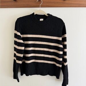 a new day Black and Cream Striped Sweater